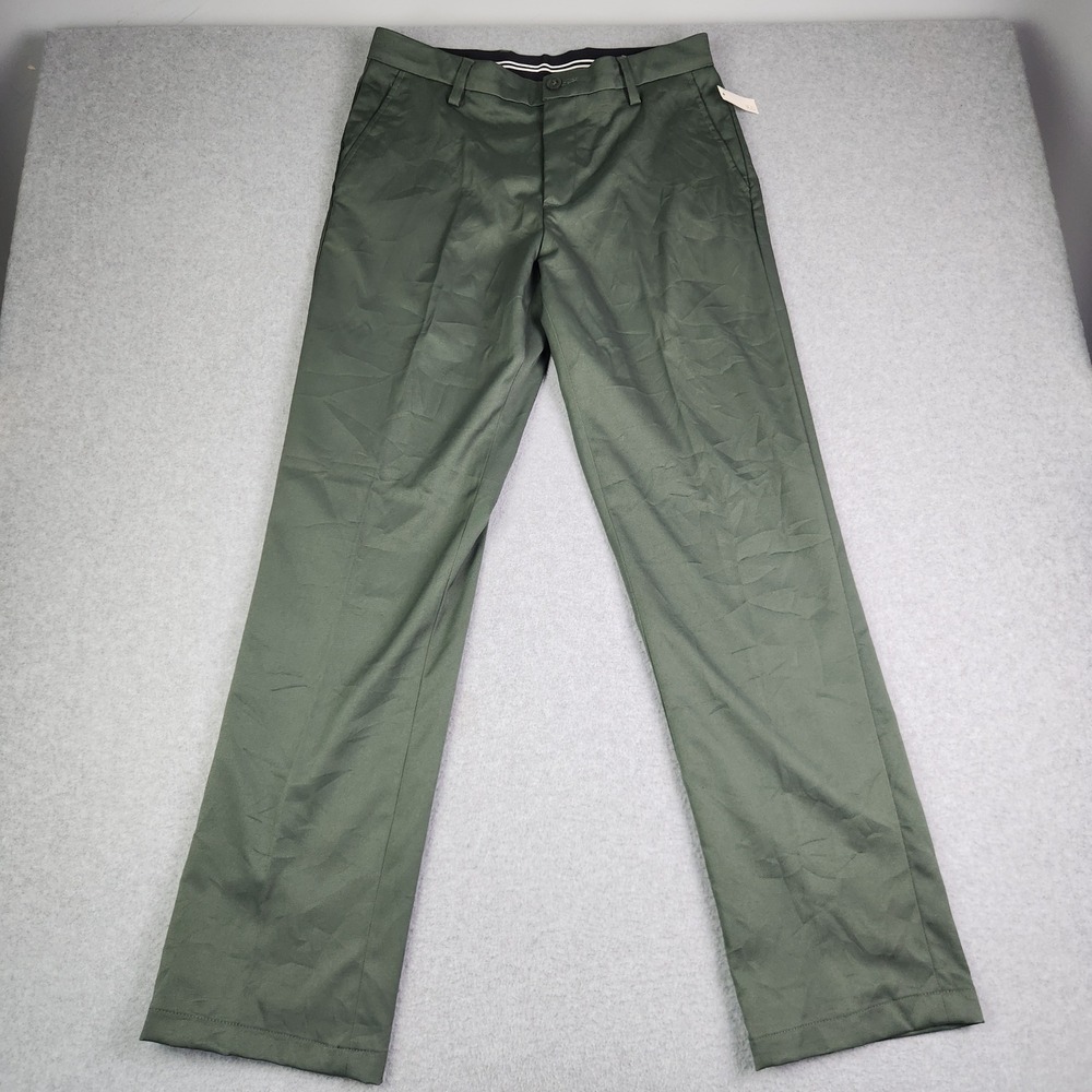 Amazon Essentials Chino Pants Mens‎ 33x34 Olive Green Twill Flat Front Straight